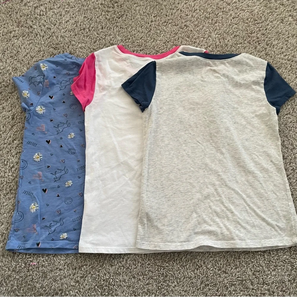 (3) Justice Girls Graphic S/S T-shirts size 7